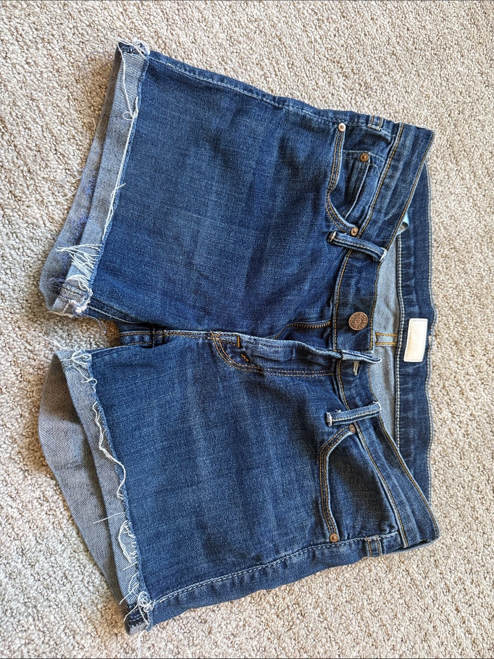MOTHER Blue Distressed Denim Jean Shorts